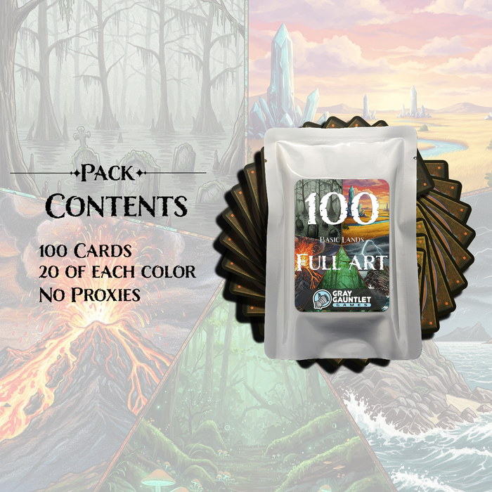 MTG 100 Full Art Basic Lands - 20 in Each Color! - Magic Bundle Pack