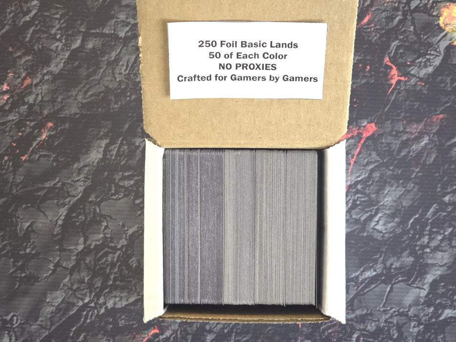 MTG 250 FOIL Basic Lands - 50 in Each Color! - Magic Bundle Pack