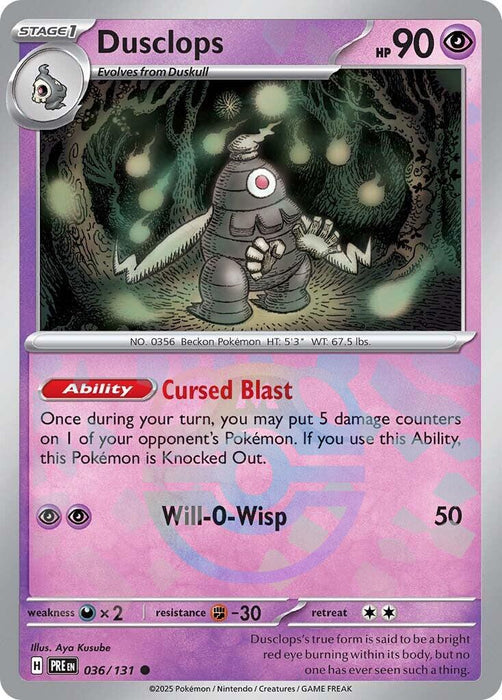 Dusclops (036/131) (Master Ball Pattern) [Scarlet & Violet: Prismatic Evolutions]