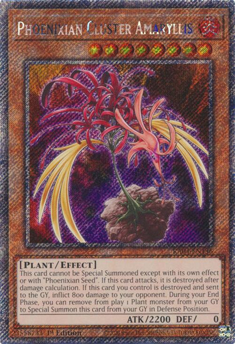 Phoenixian Cluster Amaryllis [RA04-EN136] Platinum Secret Rare