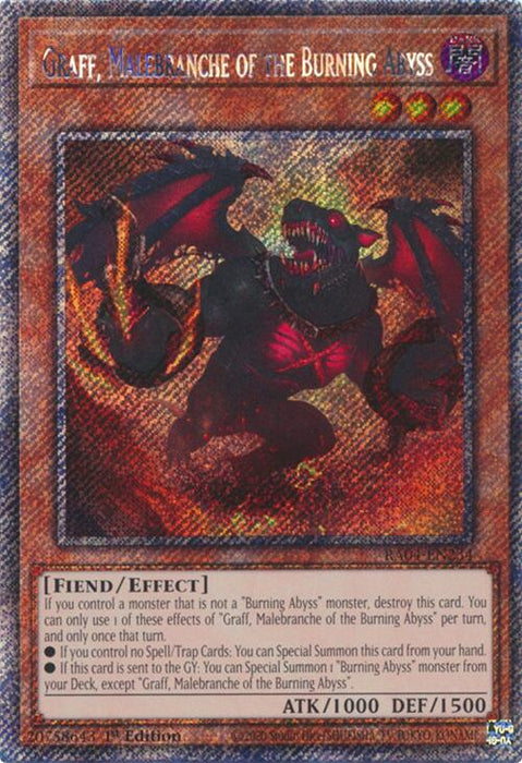 Graff, Malebranche of the Burning Abyss [RA04-EN234] Platinum Secret Rare