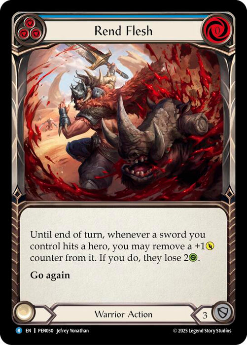 Rend Flesh (Blue) (Rainbow Foil) [PEN050] (Compendium of Rathe)  Rainbow Foil