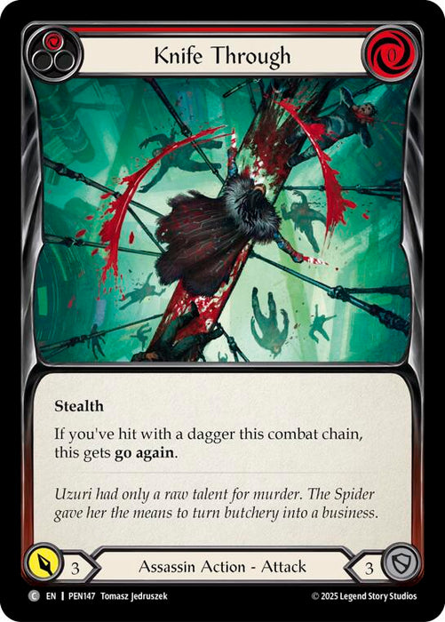Knife Through (Red) (Rainbow Foil) [PEN147] (Compendium of Rathe)  Rainbow Foil