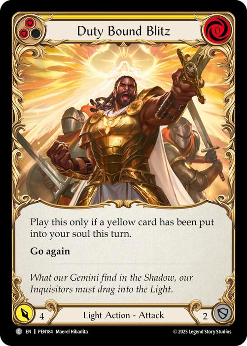 Duty Bound Blitz (Yellow) (Rainbow Foil) [PEN184] (Compendium of Rathe)  Rainbow Foil