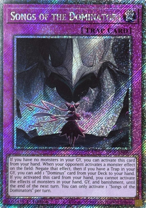 Songs of the Dominators (Platinum Secret Rare) [RA05-EN081] Platinum Secret Rare