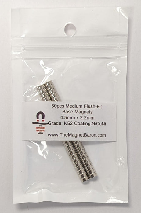 The Magnet Baron | Flush-Fit Base Magnets | Medium 4.5mm x 2.2mm (50 pcs)