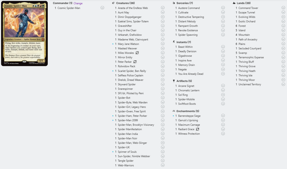 Cosmic Spider-Man COMMANDER DECK 5-Color Spider Verse Legends MTG Custom EDH