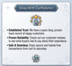 Gray Gauntlet Games shop with confidence infographic highlighting established trust with a years-long proven track record positive customer reviews and safe secure seamless transactions from cart to doorstep.