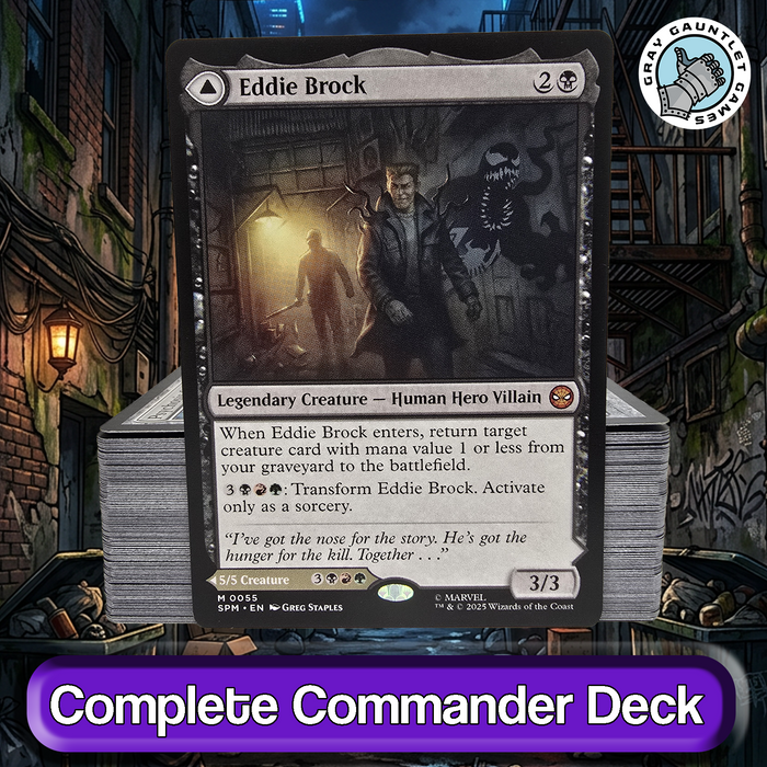 Trading card featuring Eddie Brock with a dark, urban background.