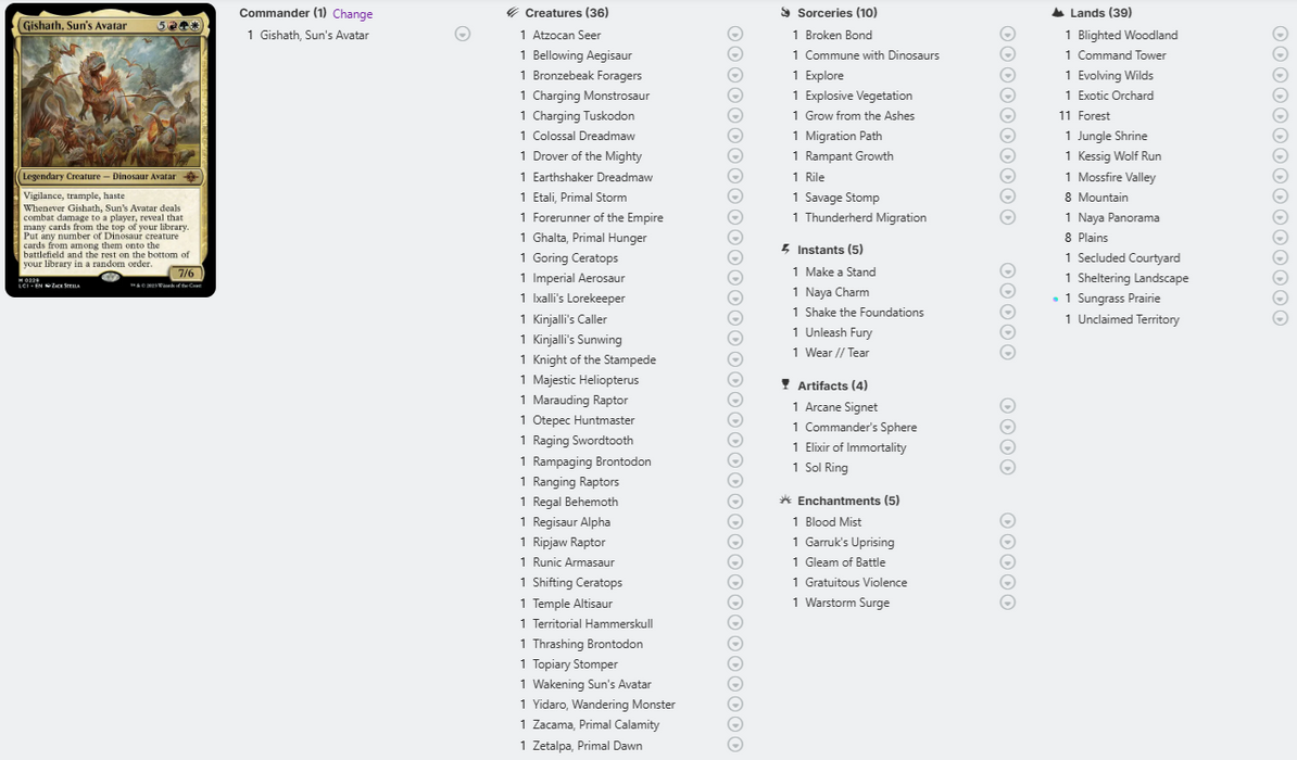 Gishath, Sun's Avatar COMMANDER DECK Dinosaur Ramp Stompy Naya MTG Custom EDH