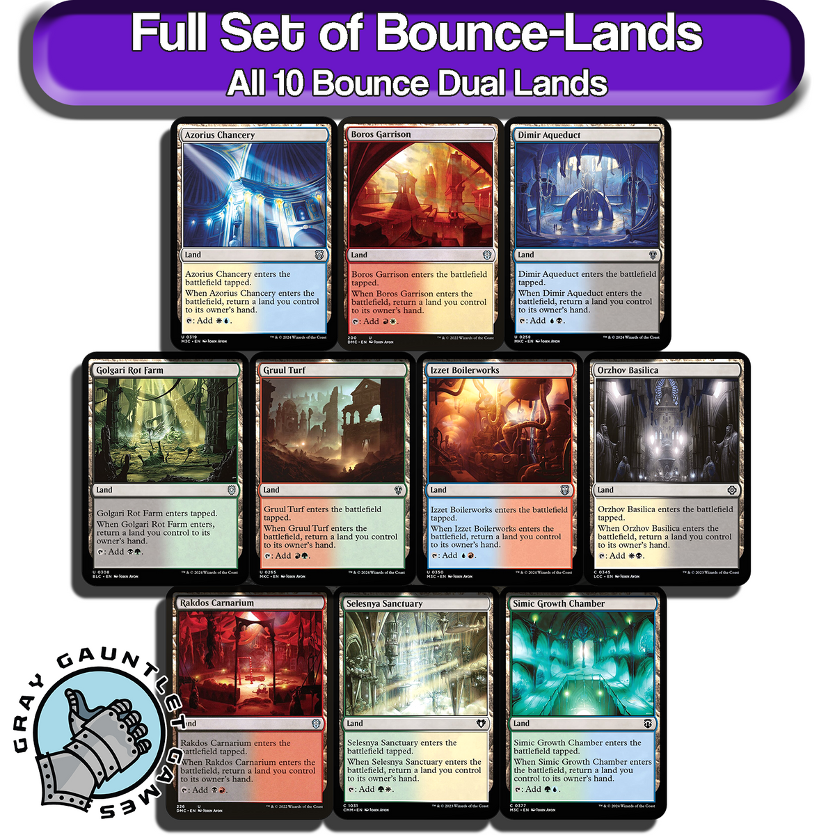 Bounce Lands MTG Dual Lands Full Set All 10 Magic Commander