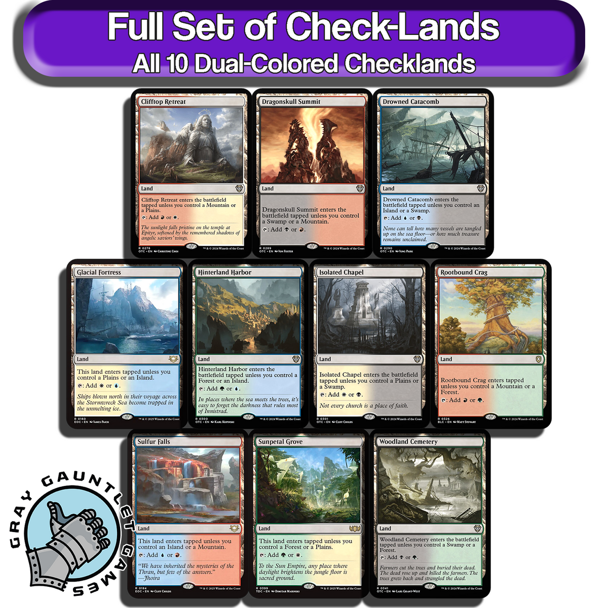 mtg cigarette lands FULL SET of Check 10x Nonfoil Magic the Gathering Commander CIGARETTE LANDS