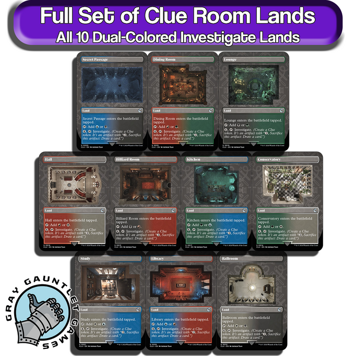 Clue Rooms MTG Dual Lands Full Set All 10 Magic Commander Staples EDH Mana Lot [Magic Starter Pack]