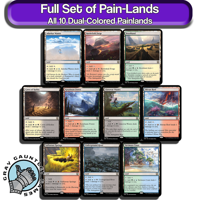 Pain Lands MTG Dual Lands Full Set All 10 Rare Untapped Magic Commander EDH Lot [Magic Starter Pack]