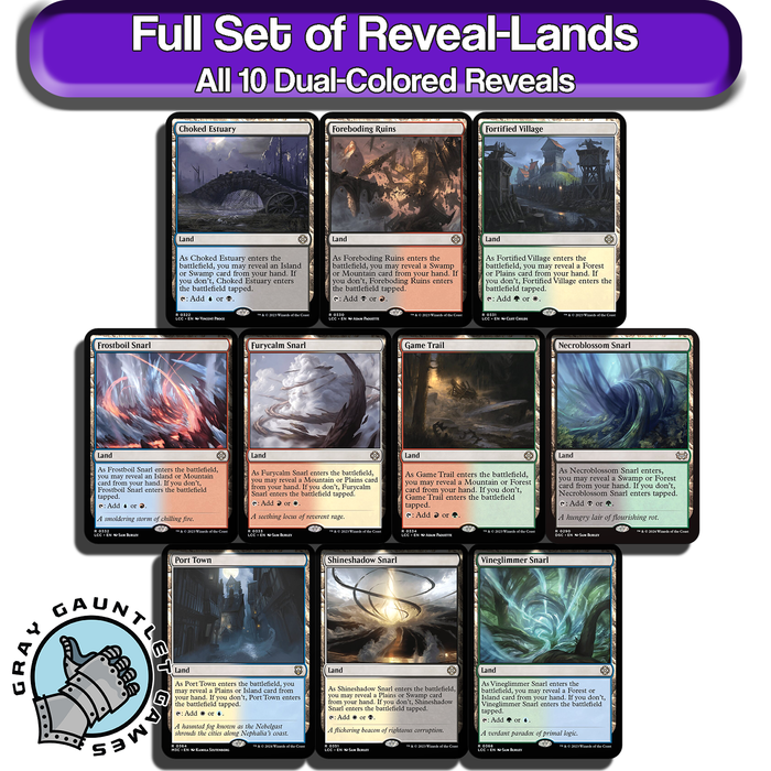 Reveal Lands MTG Dual Lands Full Set All 10 Rare Magic Commander EDH Mana Lot NM [Magic Starter Pack]