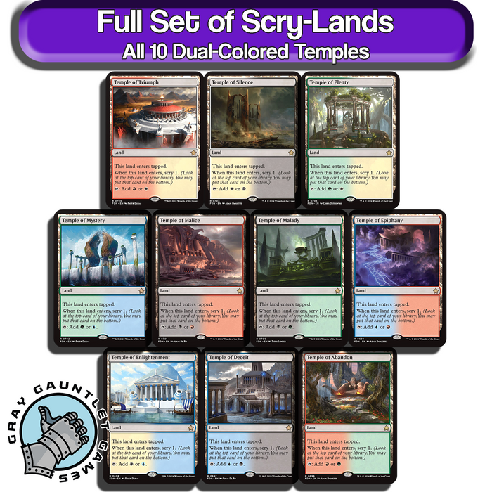 Scry Lands MTG Dual Lands Full Set All 10 Temples Magic Commander EDH Mana Lot [Magic Starter Pack]