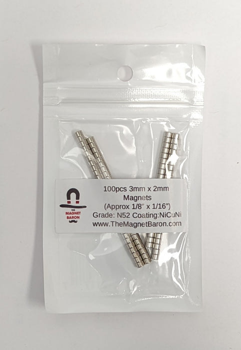 The Magnet Baron | Disc Magnets | 3mm x 2mm (100 pcs)