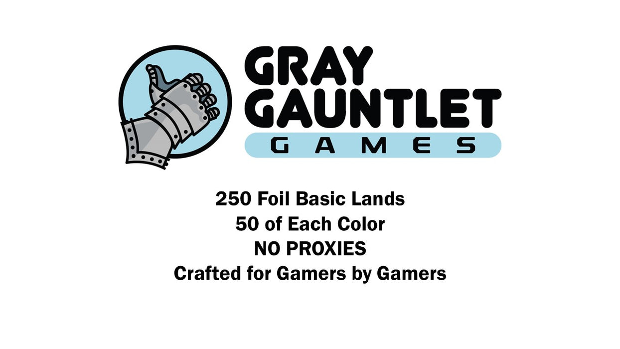 MTG 250 FOIL Basic Lands - 50 in Each Color! - Magic Bundle Pack