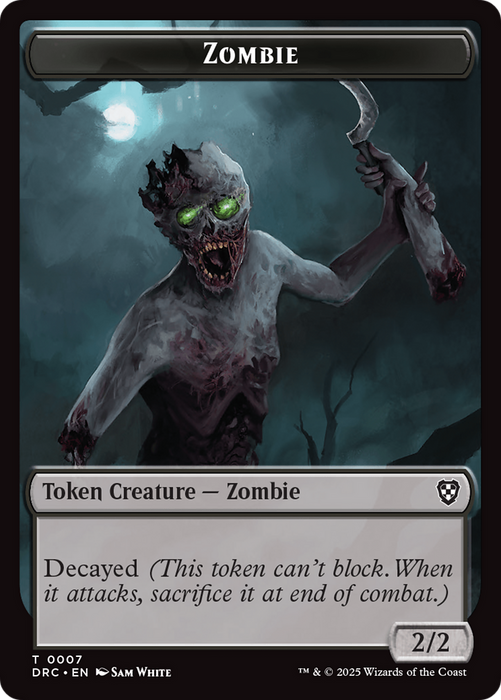 Timeless Dragon // Zombie (0007) Double-Sided Token [Aetherdrift Commander Tokens]