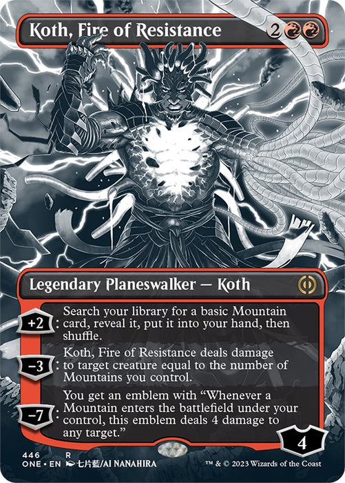 Koth, Fire of Resistance (Borderless Manga Step-and-Compleat Foil) [Phyrexia: All Will Be One]