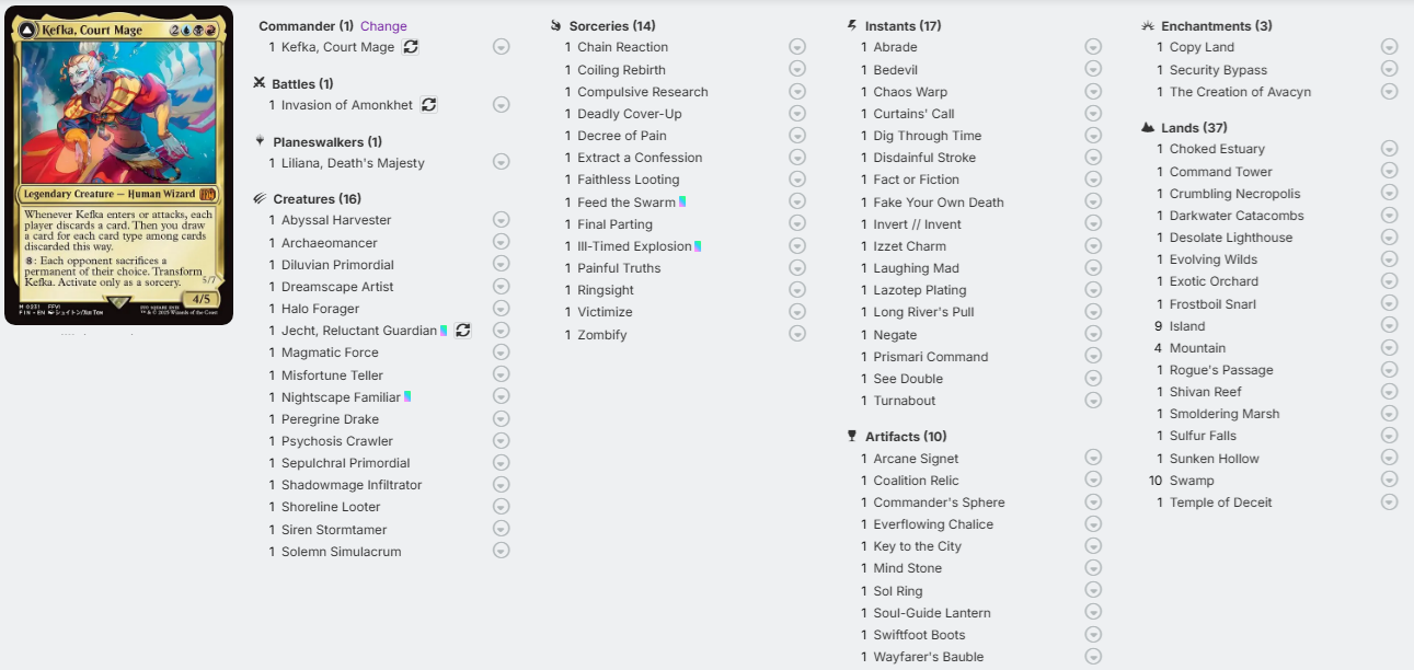 Kefka, Court Mage commander deck decklist.