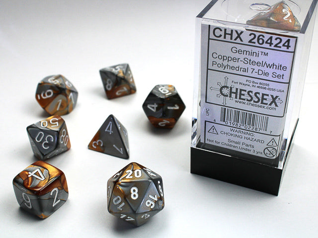 Gemini | Polyhedral | Copper-Steel/White | 7-Die Set