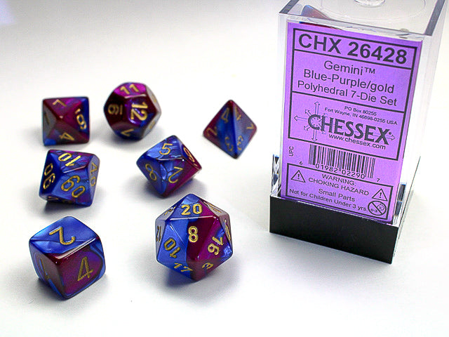 Gemini | Polyhedral | Blue-Purple/Gold | 7-Die Set