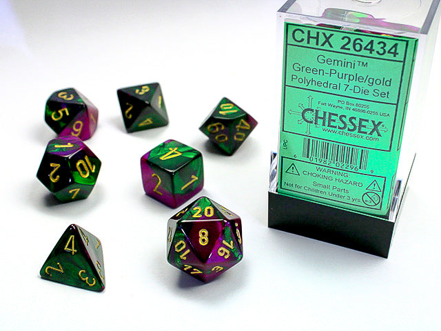 Gemini | Polyhedral | Green-Purple/Gold | 7-Die Set