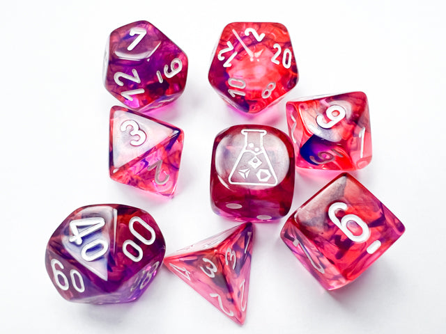 Lab Dice | Lustrous Polyhedral | Black Light Special/white | 7-Die Set