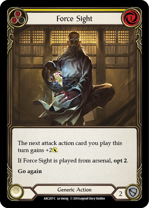 Force Sight (Yellow) [ARC207-C] (Arcane Rising)  1st Edition Rainbow Foil