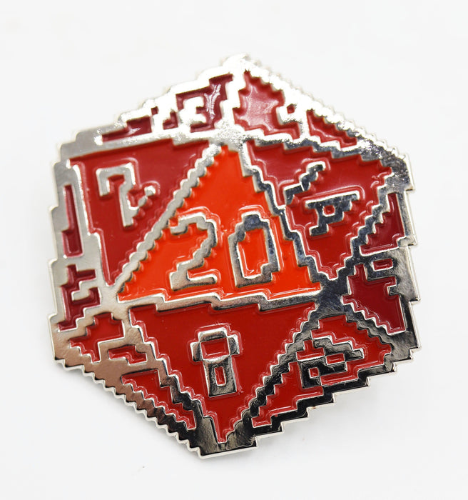 Foam Brain | Enamel Pin | 8 bit D20 (Red)