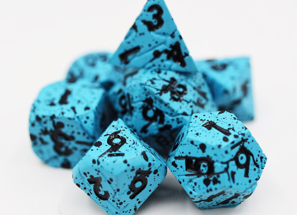 Foam Brain | Metal Polyhedral 7-Die Set | Blue Quarry