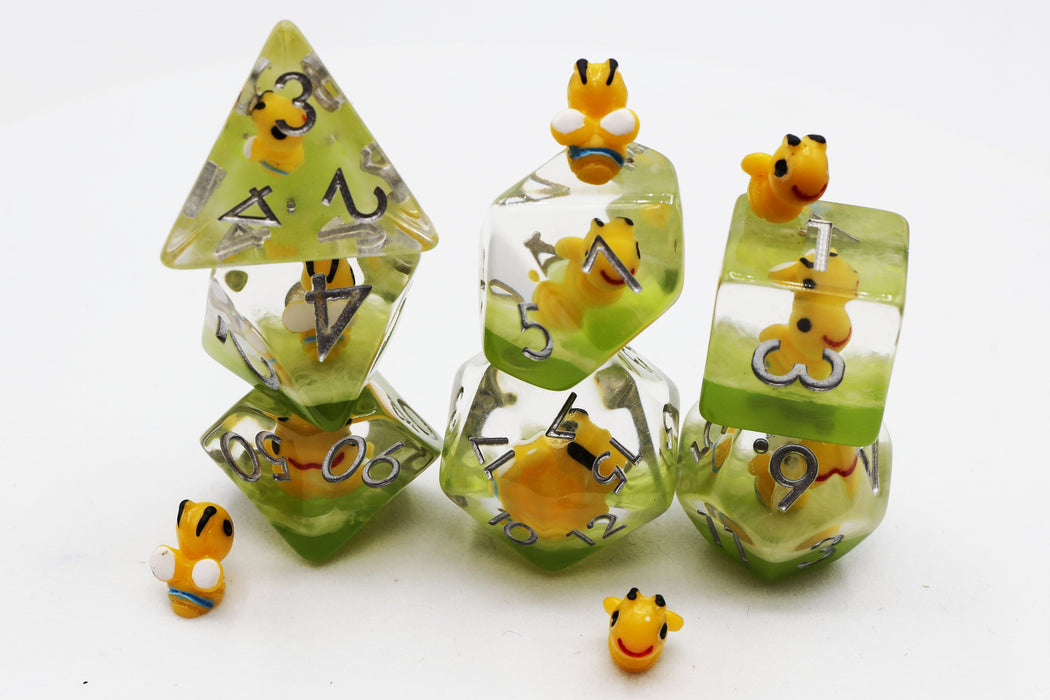 Foam Brain | Polyhedral 7-Die Set | Happy Bees