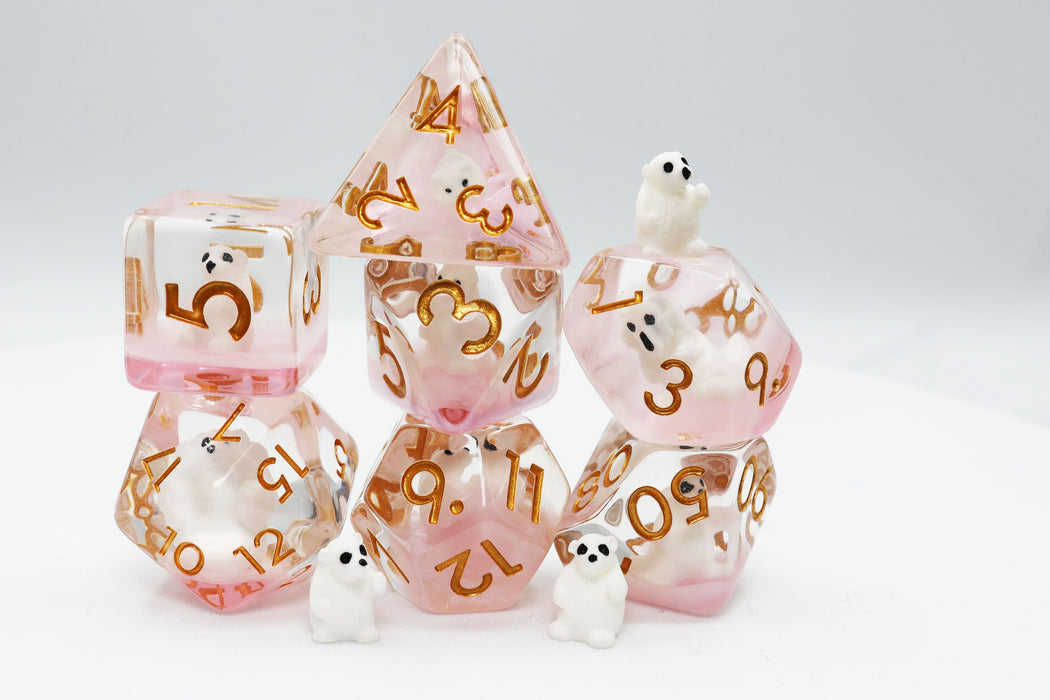 Foam Brain | Polyhedral 7-Die Set | Pink Polar Bear