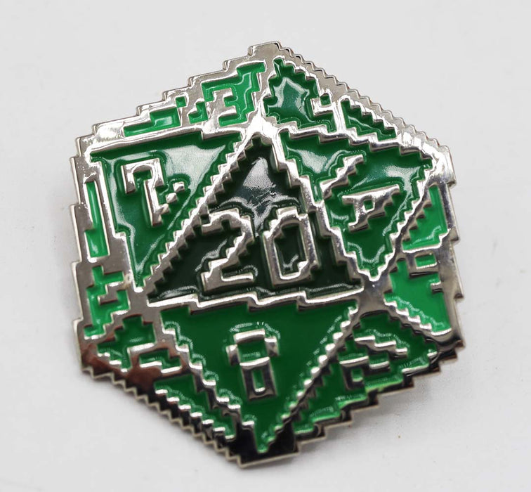 Foam Brain | Enamel Pin | 8 bit D20 (Green)