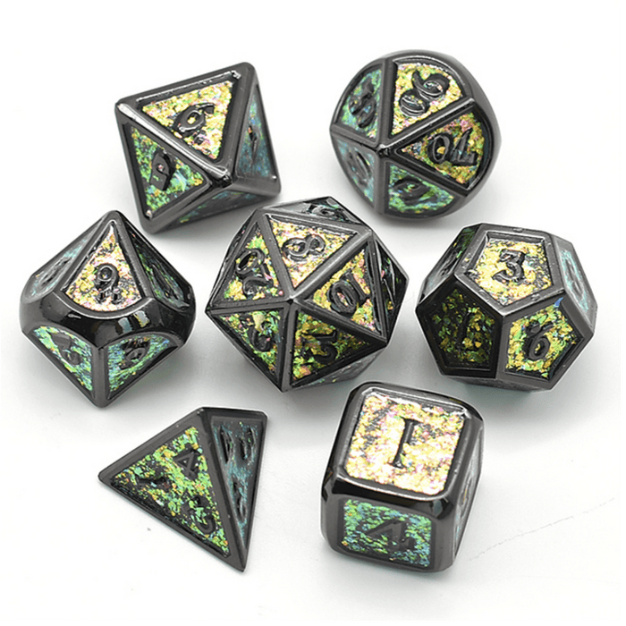 Foam Brain | Metal Dice Set | Color Shifting (Fields of Green)