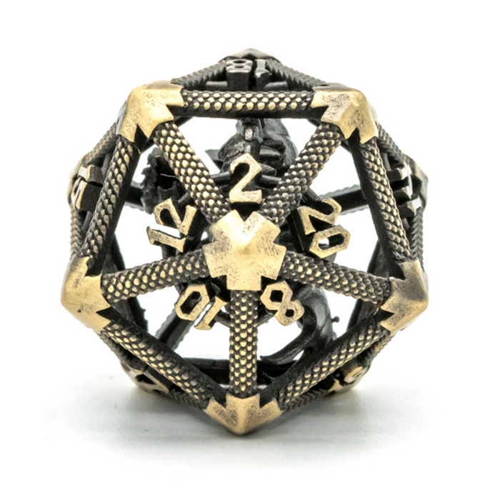 Foam Brain | Metal D20 | Hollow Dragon Keep (Bronze)