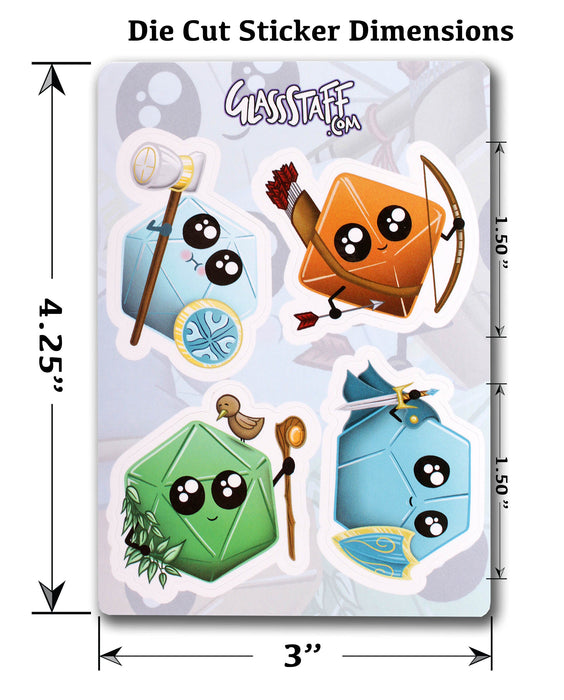 Glass Staff | Vinyl Sticker | Kawaii Dice (Pack 1)