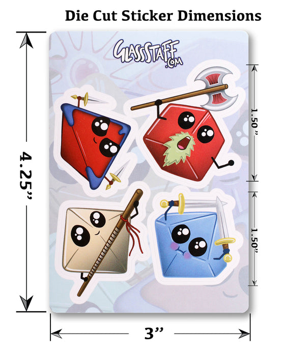 Glass Staff | Vinyl Sticker | Kawaii Dice (Pack 3)