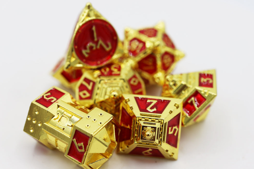 Foam Brain | Metal Polyhedral 7-Die Set | Solar Ruby
