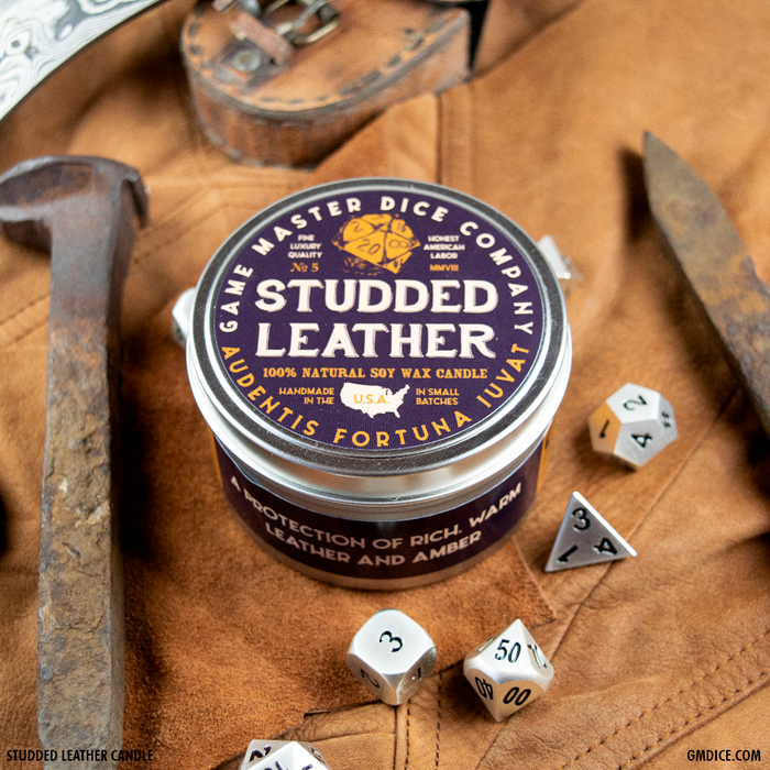 GM Dice | Gaming Candle | Studded Leather
