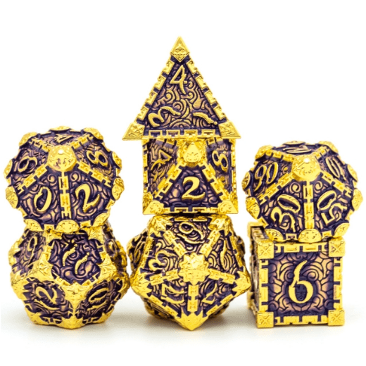 Foam Brain | Metal Polyhedral 7-Die Set | Dagger of Venom (Royal Purple)