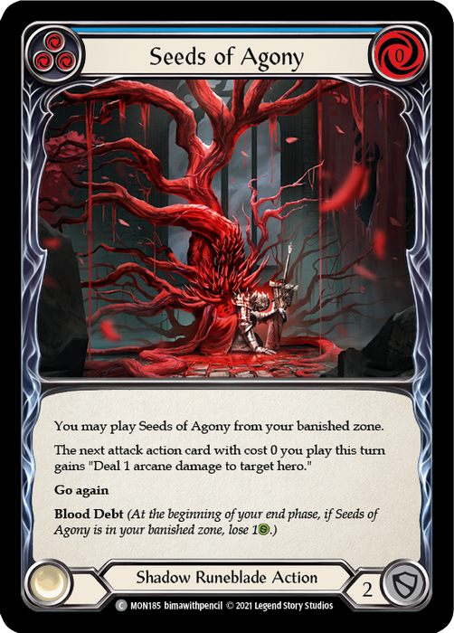 Seeds of Agony (Blue) [MON185-RF] (Monarch)  1st Edition Rainbow Foil
