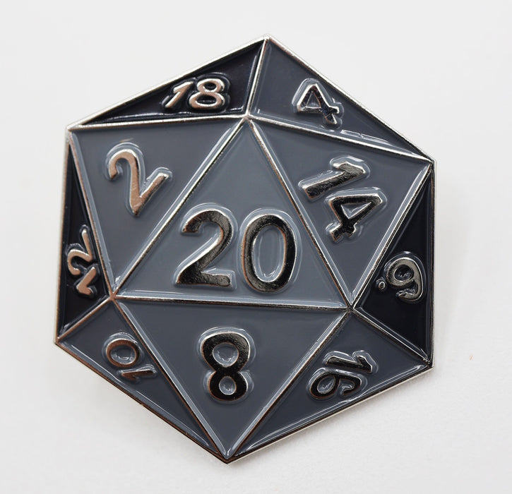 Foam Brain | Enamel Pin | Black D20