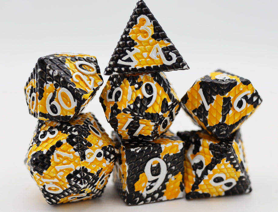 Foam Brain | Metal Polyhedral 7-Die Set | Dragon Scale (Bumblebee)