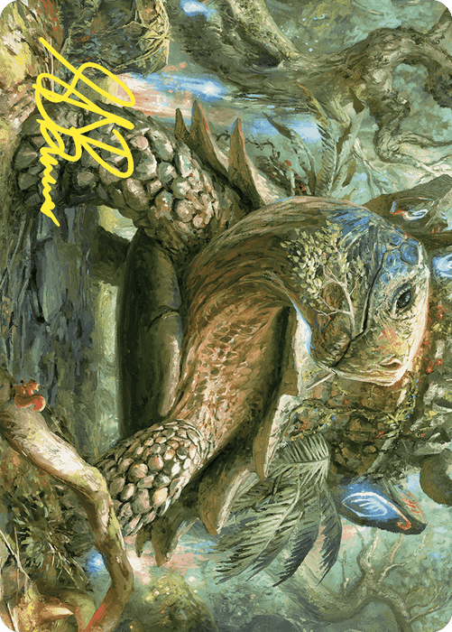Blossoming Tortoise Art Card (Gold-Stamped Signature) [Wilds of Eldraine Art Series]