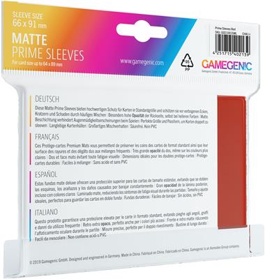 GAMEGENIC | Matte Prime Sleeves, 100ct (Red)