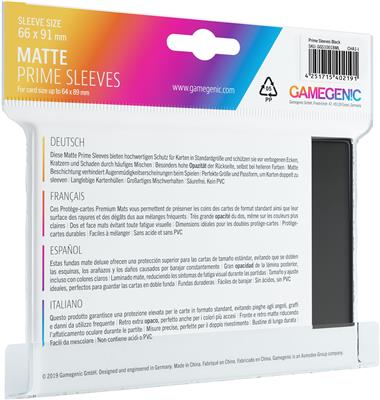 GAMEGENIC Matte Prime Sleeves, 100ct (Black)