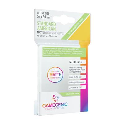 GAMEGENIC Matte Sleeves, Standard American Size, 50ct (Clear)