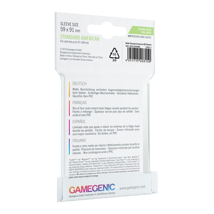 GAMEGENIC Matte Sleeves, Standard American Size, 50ct (Clear)
